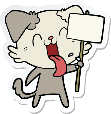 Bir insan tarafından çizilmiş nefes nefese kalmış bir köpeğin çıkartması.