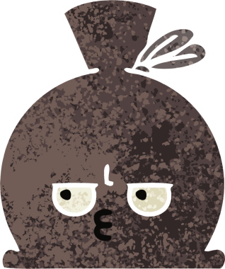 Bir insan tarafından çizilmiş bir çuvalın retro illüstrasyon tarzı karikatürü