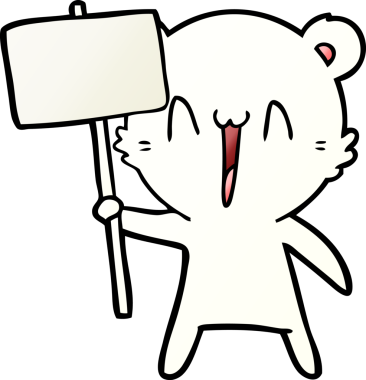 Bir insan tarafından çizilmiş protesto tabelalı kutup ayısı.