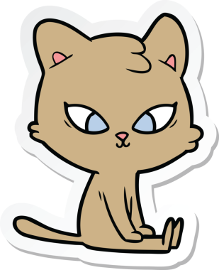 Bir insan tarafından çizilmiş şirin bir çizgi film kedisinin çıkartması.