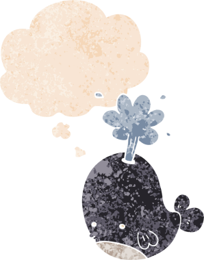 Düşünce baloncuğuyla homurdanan karikatür bir insan tarafından çizilmiş dertli retro tarzı