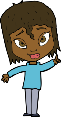 Bir insan tarafından çizilmiş bir fikri olan karikatür kadın.