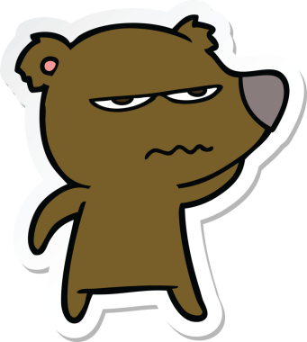 Bir insan tarafından çizilmiş kızgın bir ayı çizgi filminin çıkartması.