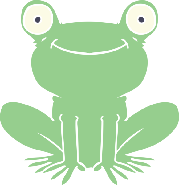 Bir insan tarafından çizilmiş düz renkli kurbağa.