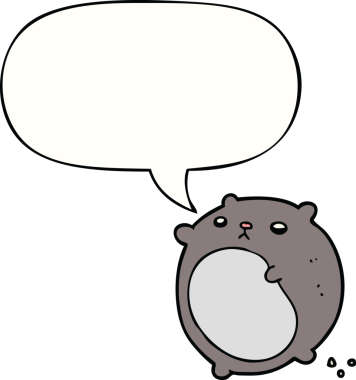 Bir insan tarafından çizilmiş konuşma balonlu çizgi film ayısı.