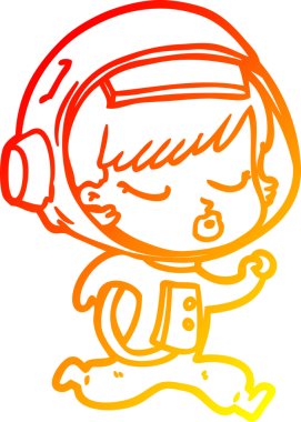 Bir çizgi film karakteri çiziyor. Bir insan tarafından çizilmiş güzel bir astronot kız.