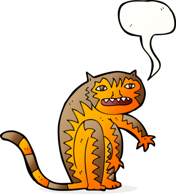 Bir insan tarafından çizilmiş konuşma balonlu çizgi film kaplanı