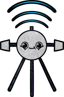 Bir insan tarafından çizilmiş bir uydunun retro grunge desen karikatürü