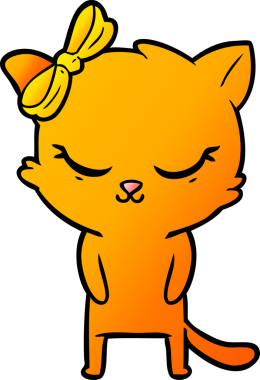 Bir insan tarafından çizilmiş sevimli çizgi film kedisi.