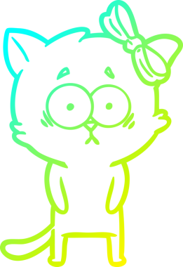 Bir insan tarafından çizilen çizgi film kedisinin soğuk gradyan çizgisi.