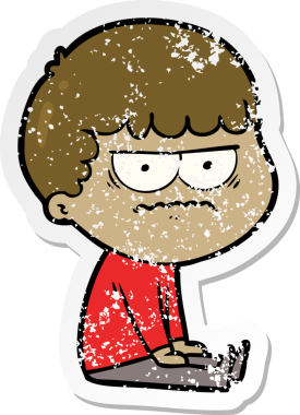 Bir insan tarafından çizilmiş sıkıntılı bir karikatür çıkartması.