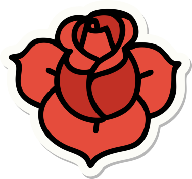 Bir insan tarafından çizilmiş geleneksel bir çiçek stiliyle dövme çıkartması.