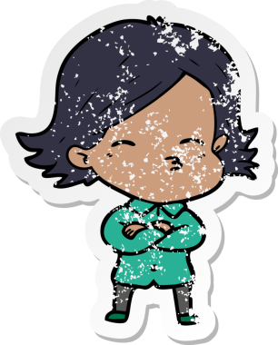 Bir insan tarafından çizilmiş karikatür bir kadının sıkıntılı çıkartması.