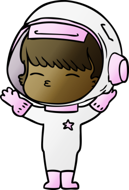 Bir insan tarafından çizilmiş meraklı astronot çizgi filmi.