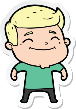 Bir insan tarafından çizilmiş mutlu bir çizgi film karakterinin çıkartması.