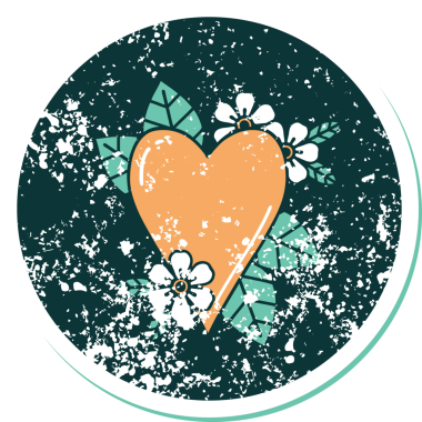 Bir insan tarafından çizilmiş botanik bir kalbin sembolik depresif dövmesi.