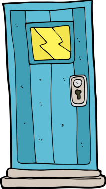 Bir insan tarafından çizilmiş çizgi film kapısı.