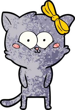 Bir insan tarafından çizilmiş çizgi film kedisi.