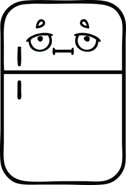 Bir insan tarafından çizilmiş bir buzdolabı karikatürü.