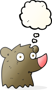 Bir insan tarafından çizilmiş serbest çizim balon karikatür ayısı.