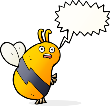 Bir insan tarafından çizilmiş konuşma balonlu komik çizgi film arısı