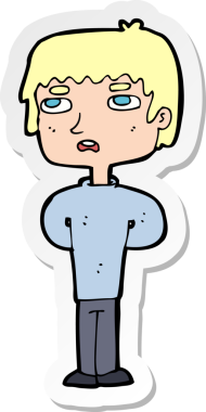 Bir insan tarafından çizilmiş mutsuz bir adamın karikatür çıkartması.