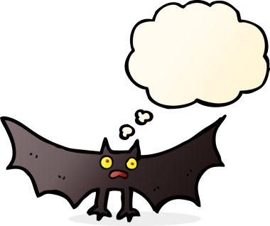 Düşünce baloncuklu bir yarasa insan tarafından çizilmiş.