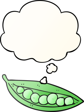 Bir insan tarafından çizilmiş yumuşak eğimli düşünce baloncuklu bezelyeler.