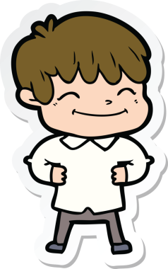 Bir insan tarafından çizilmiş mutlu bir çocuğun çıkartması.