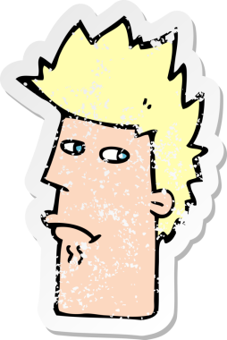 Bir insan tarafından çizilmiş karikatür gerilimli bir çizgi film çıkartması.