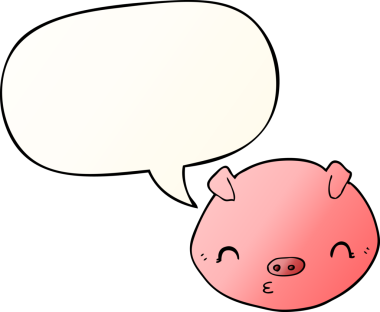 Bir insan tarafından çizilmiş, konuşma baloncuklu çizgi film domuzu.