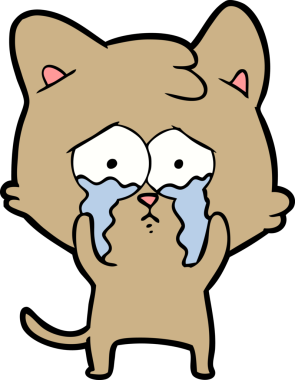 Bir insan tarafından çizilmiş ağlayan kedi çizgi filmi.