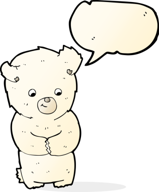 Bir insan tarafından çizilmiş konuşma baloncuklu şirin kutup ayısı.