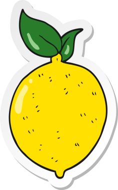 Bir insan tarafından çizilmiş karikatür limonu çıkartması.