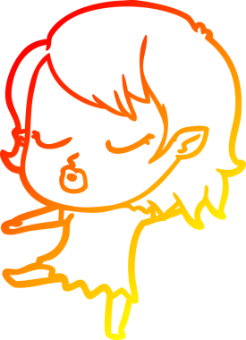 Bir insan tarafından çizilmiş sevimli bir vampir kız çizgi çizimi.