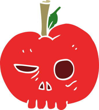 Bir insan tarafından çizilen zehirli elmanın düz renk çizimi