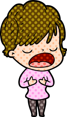 Bir insan tarafından çizilmiş bir karikatür kadın konuşuyor.