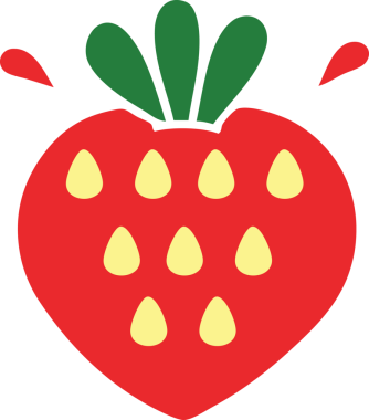 Bir insan tarafından çizilmiş bir çileğin düz renkli retro karikatürü