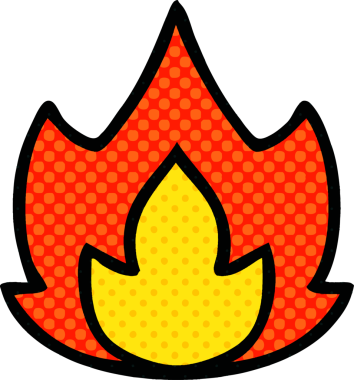 Bir insan tarafından çizilmiş çizgi roman tarzı bir ateş.