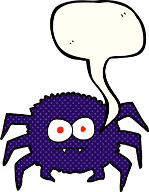 Bir insan tarafından çizilmiş serbest çizilmiş çizgi roman konuşma balonu çizgi film örümceği.