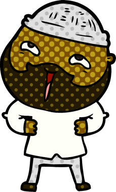 Bir insan tarafından çizilmiş mutlu sakallı bir adam.