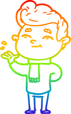 gökkuşağı gradyanı çizimi bir insan tarafından çizilmiş mutlu bir çizgi film adamı