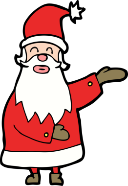 Bir insan tarafından çizilmiş Noel Baba çizgi filmi.