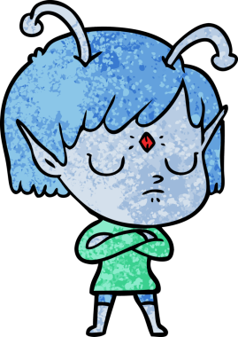 Bir insan tarafından çizilmiş uzaylı kız.