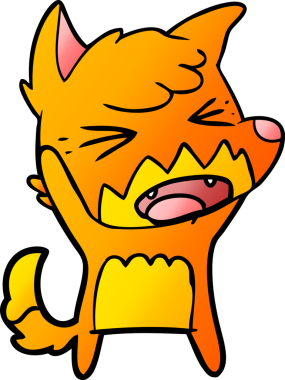 Bir insan tarafından çizilmiş kızgın çizgi film tilkisi.