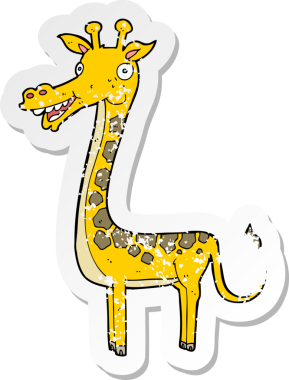 Bir insan tarafından çizilmiş karikatür zürafasının geriletilmiş yapıştırması.