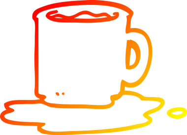 Bir insan tarafından çizilmiş bir fincan kahvenin sıcak çizgi çizimi