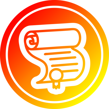 diploma sertifikası dairesel simgesi sıcak gradyan bir insan tarafından çizilmiş