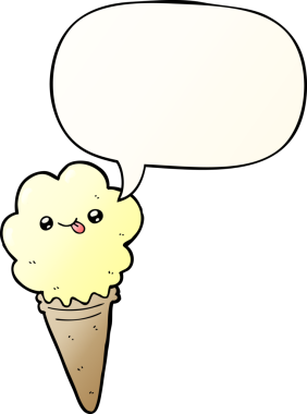 bir insan tarafından çizilmiş, konuşma baloncuklu çizgi film dondurması.