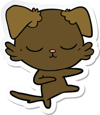 Bir insan tarafından çizilmiş şirin bir köpeğin çıkartması.